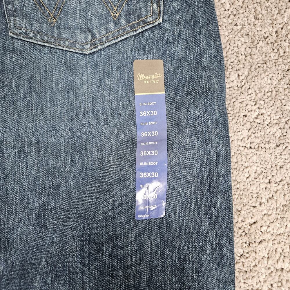 Wrangler Retro Slim Boot Jeans Men's 36X30 Blue Western Cowboy Ranchwear - Picture 4 of 11